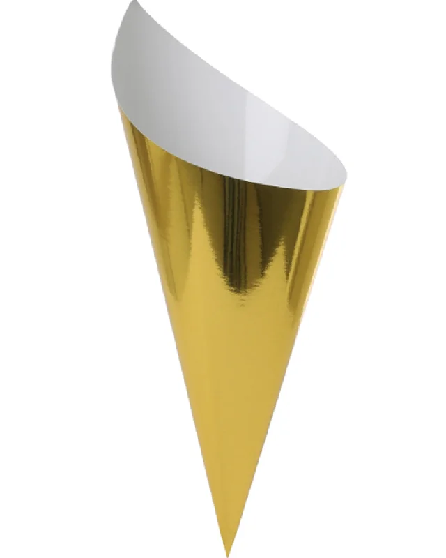 Metallic Gold Paper Snack Cones Pack of 10