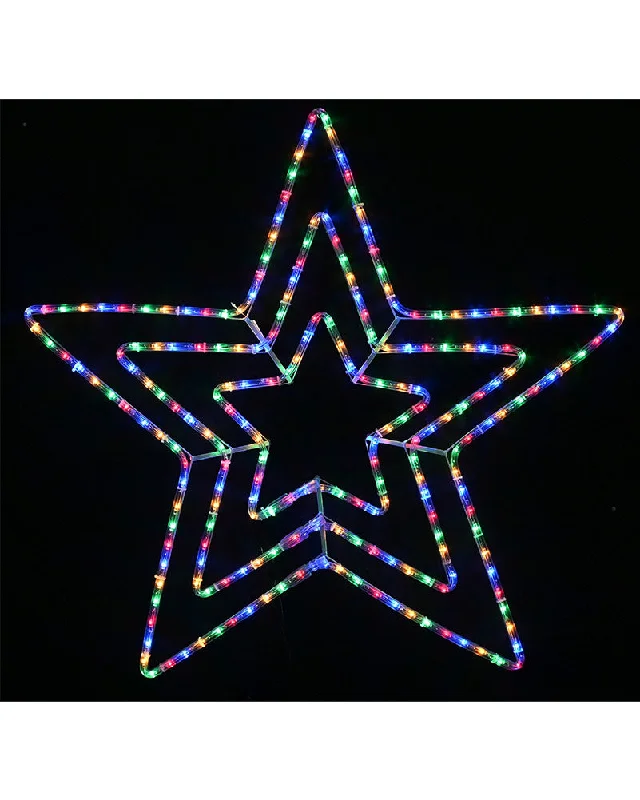 Multi-Coloured 3 in 1 Flashing Star LED Christmas Ropelight 80cm