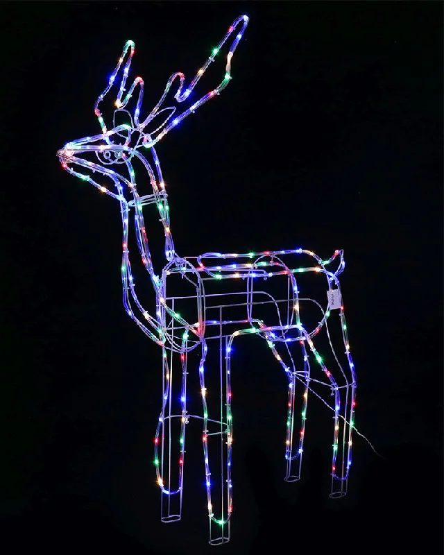 Multi-Coloured Standing Reindeer Tubelight LED Christmas Light 1.1m