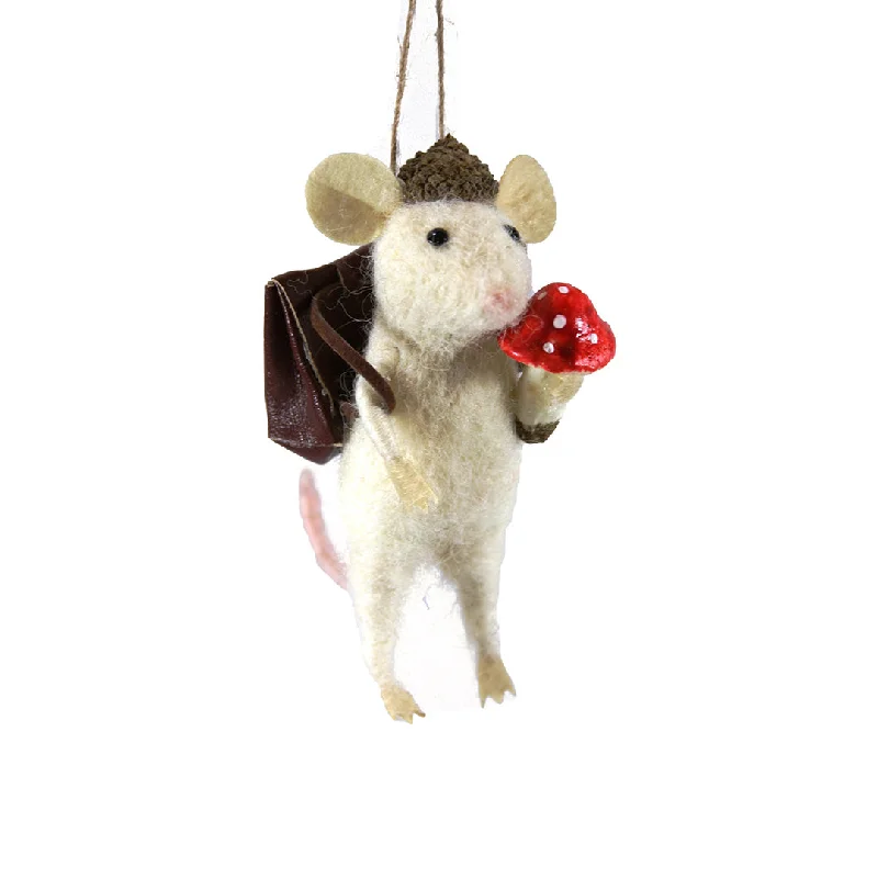 Mushroom Forager Mouse Ornament