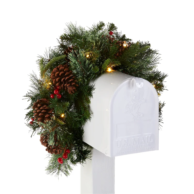 36 in. Pre-Lit Colonial Fir Mailbox Swag with LED Lights