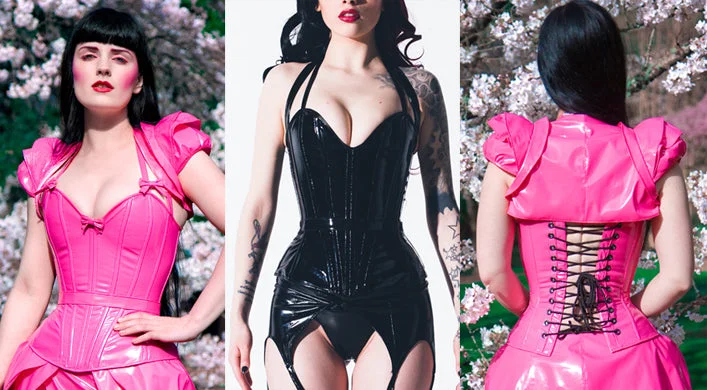 Plunge PVC Overbust Corset with straps