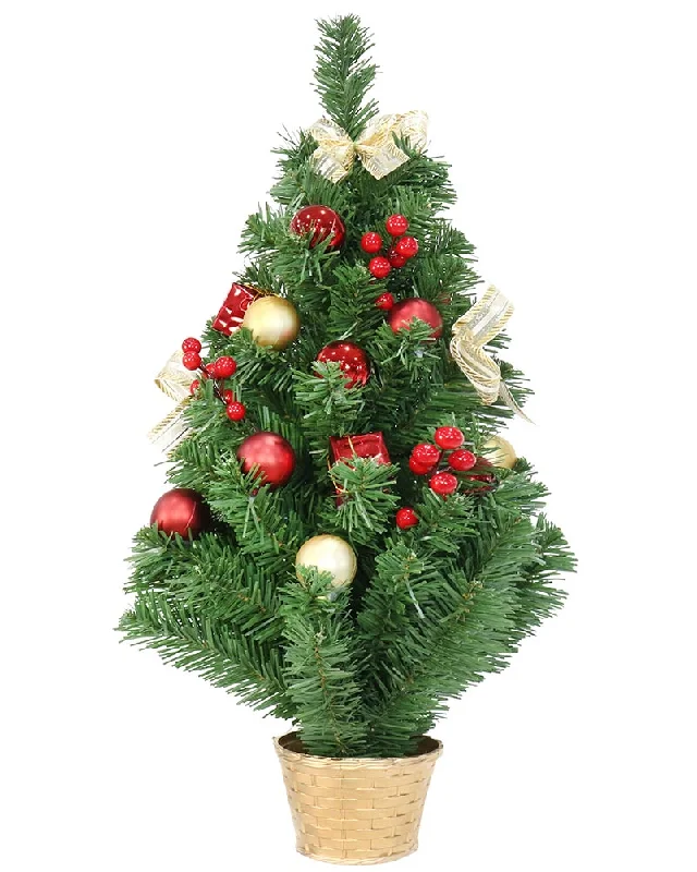 Red and Gold Potted Pine Christmas Tree 60cm