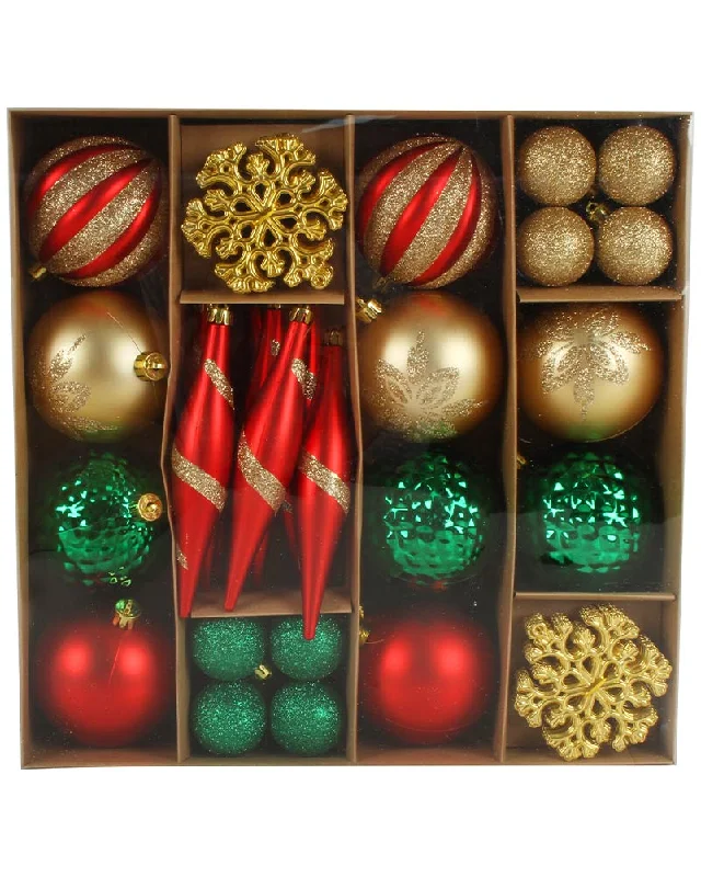 Red and Green Mixed Christmas Baubles Pack of 50