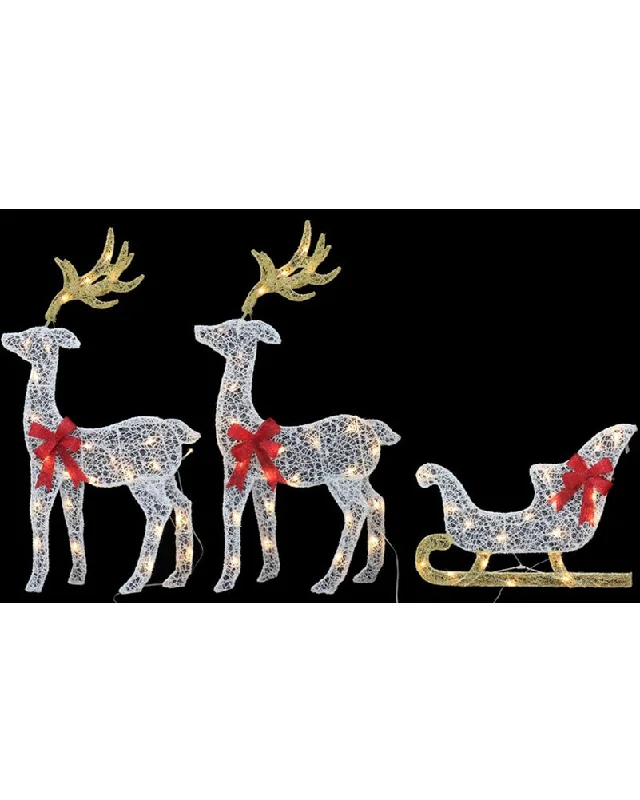 Reindeer Sleigh Christmas LED Glitter Thread Pack of 2