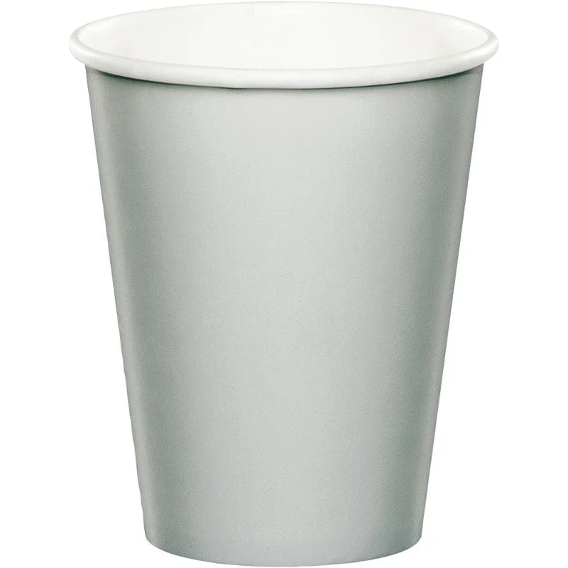 Shimmering Silver Paper Cups 266ml Pack of 24