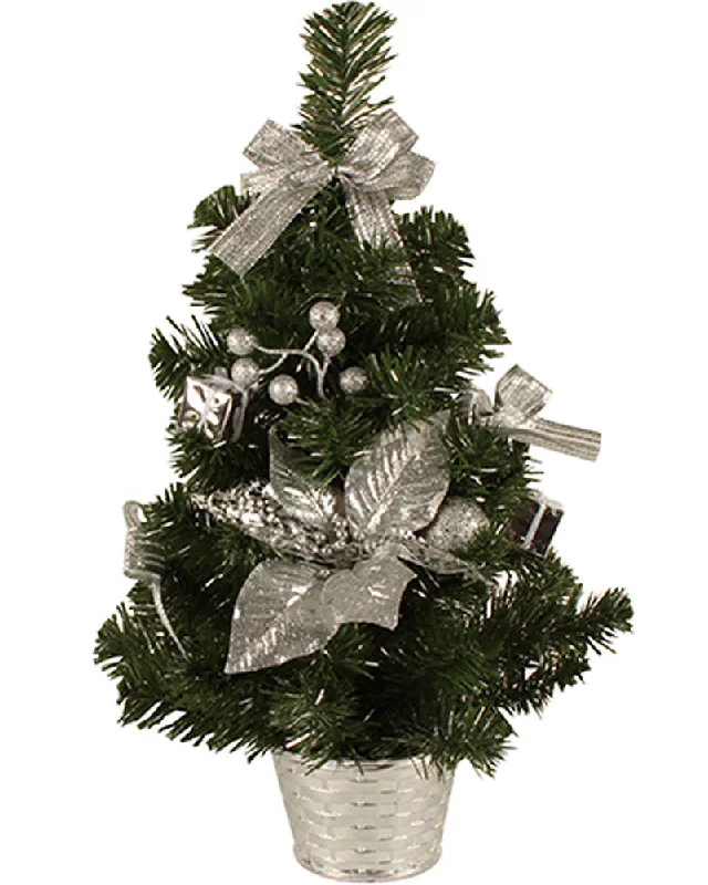 Silver Foil Poinsettia Christmas Tree 50cm