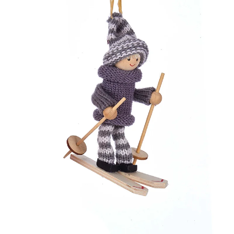 Skier in Gray Sweater Ornament