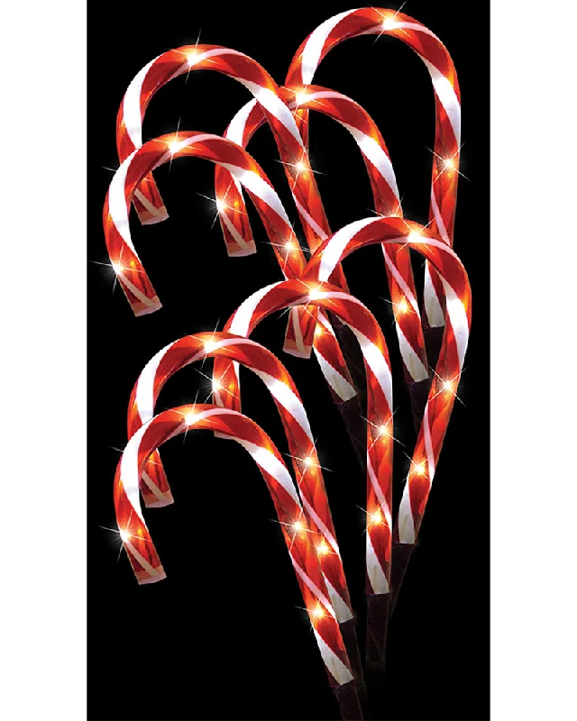 Solar Mini Candy Cane Path Christmas Lights Pack of 8