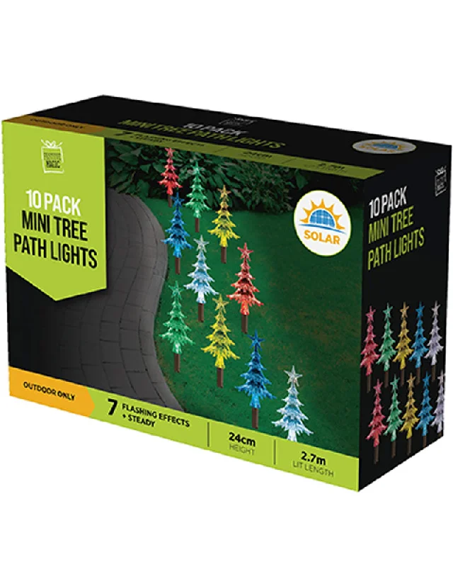 Solar Mini Tree Multi-Coloured Path Christmas Lights Pack of 10