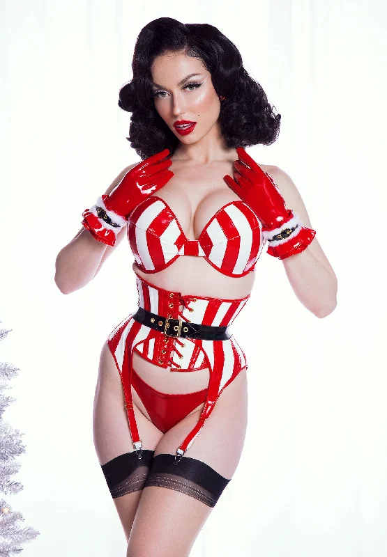 Striped PVC Waspie Underbust Corset