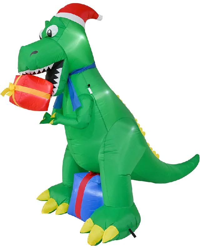 T Rex with Presents Christmas Lawn Inflatable 1.8m