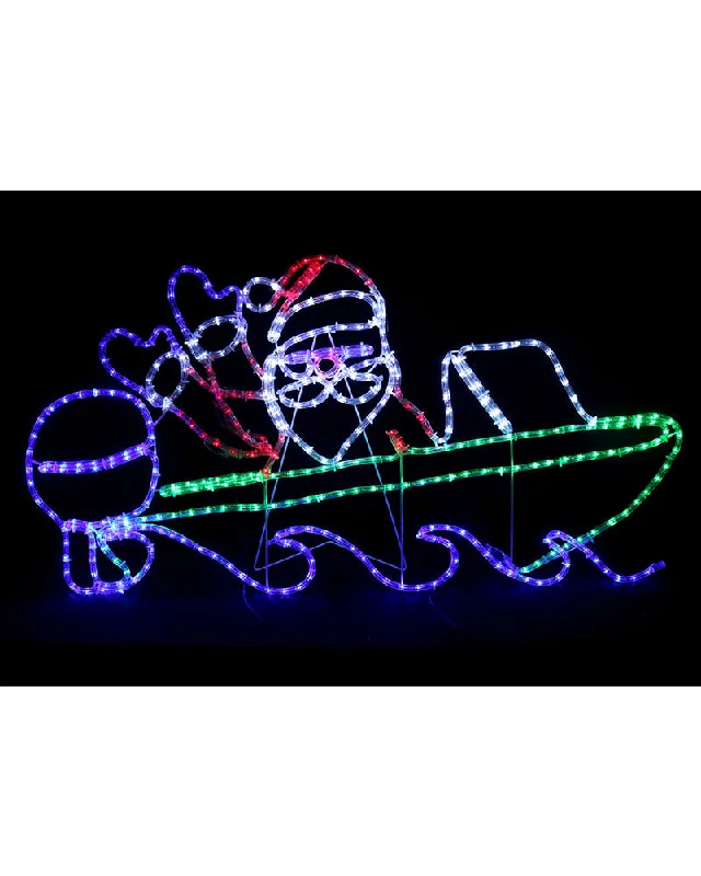 Waving Santa in Speed Boat LED Christmas Ropelight 1.1m