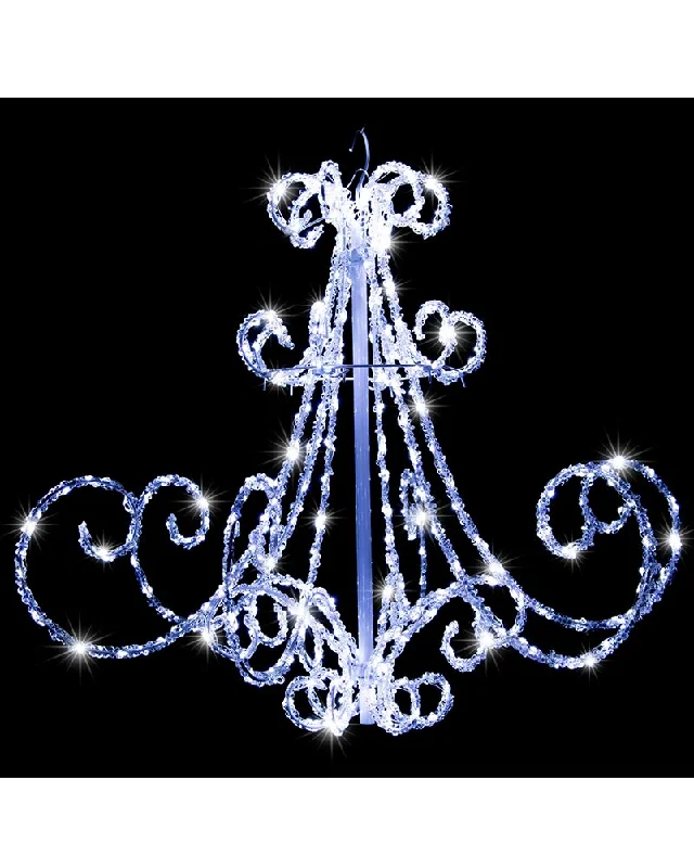 White Acrylic Chandelier Flashing LED Christmas Light 75cm