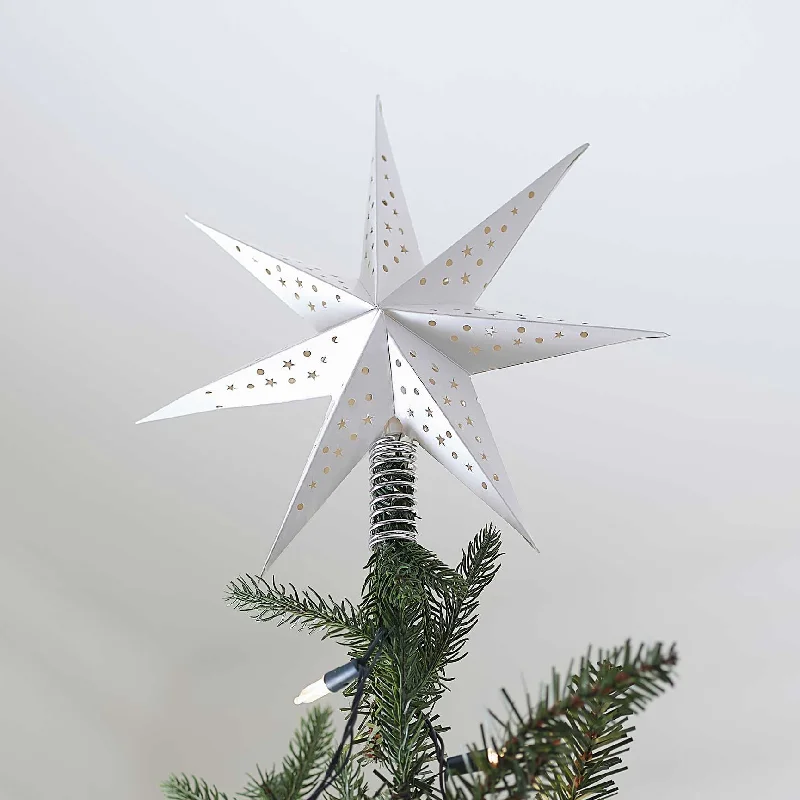 White Christmas Paper Star Tree Topper