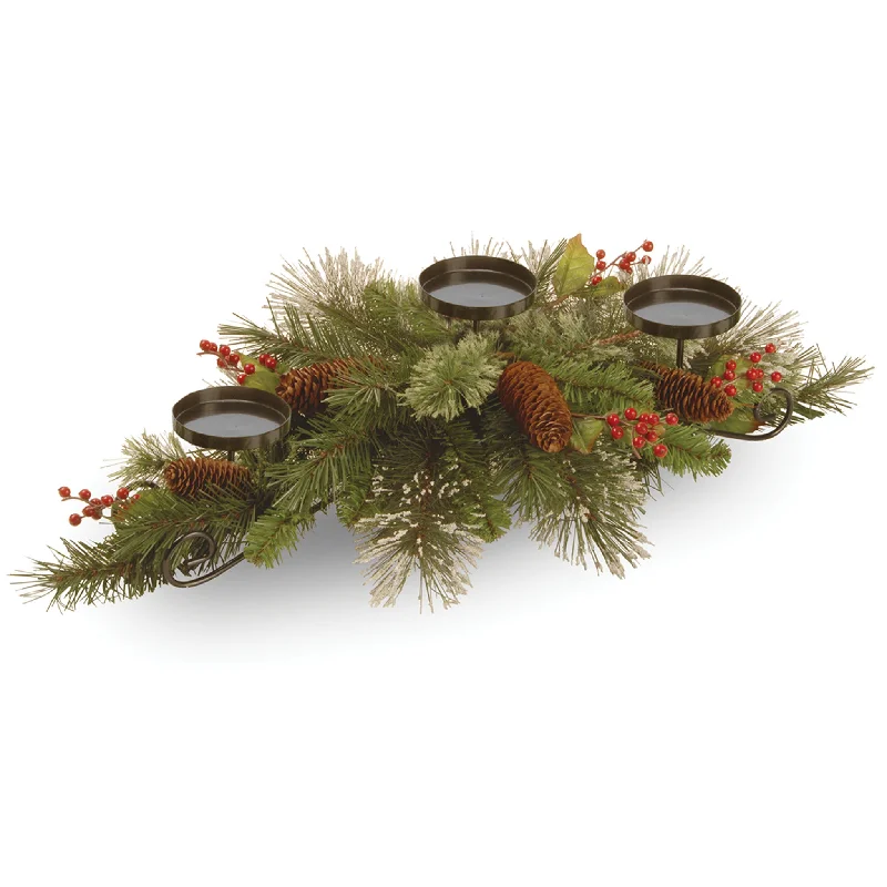 30 in. Wintry Pine Centerpiece and Candle Holder