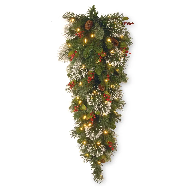 48 in. Pre-Lit Wintry Pine Teardrop with Warm White LED Lights